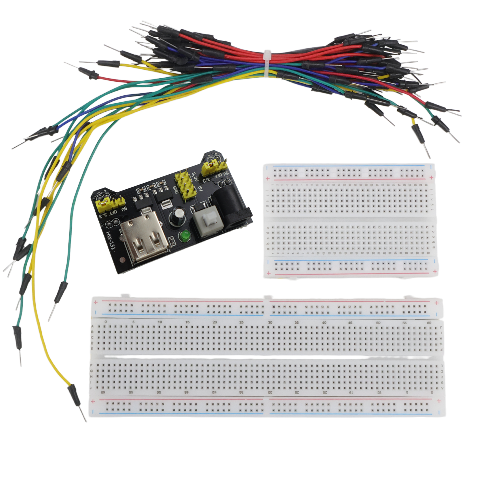 Breadboard Jumper Wire - MB-102 830 Points Breadboard with 65pcs
