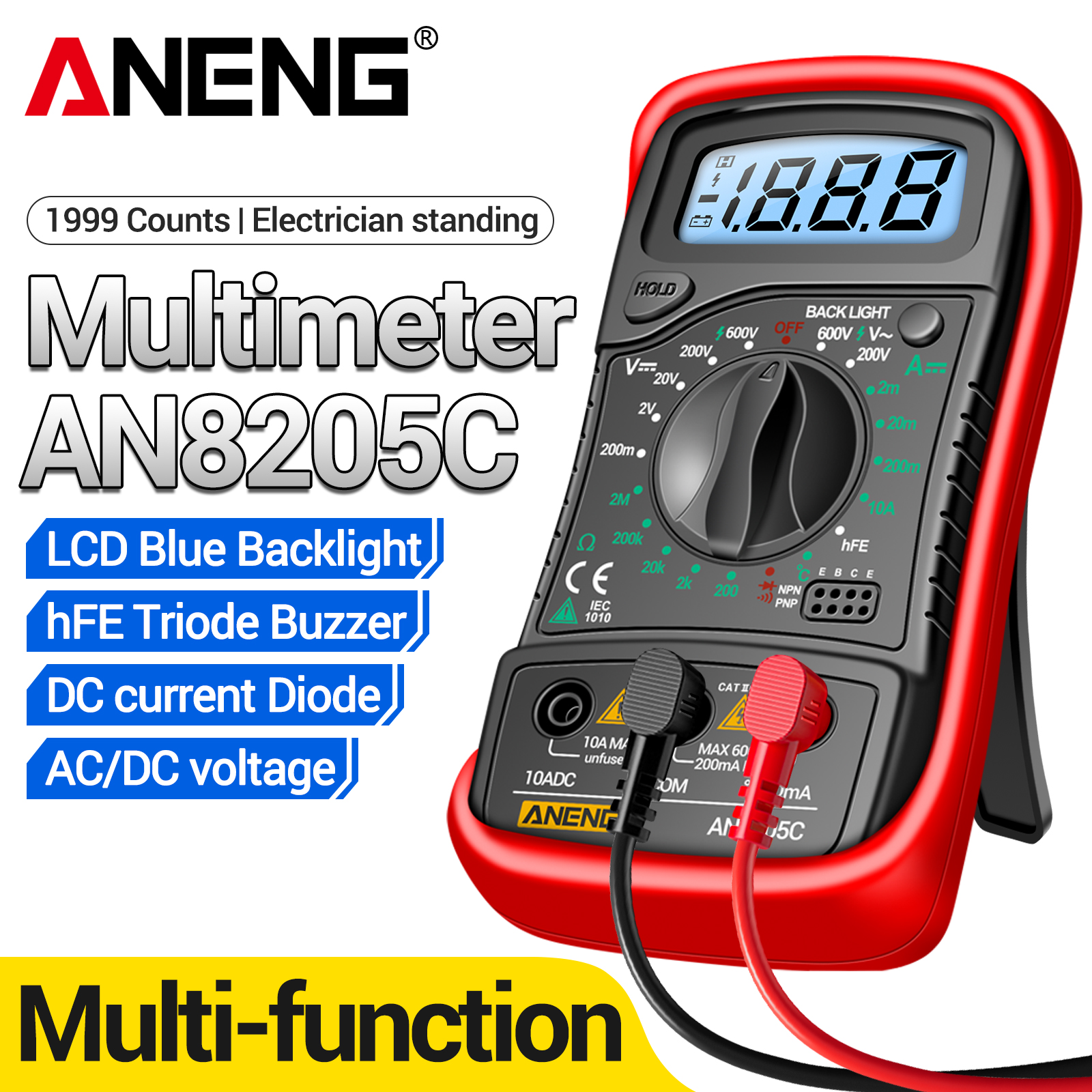 Diy Electronics Circuits - ANENG AN8205C Handheld Multimeter Volt Current