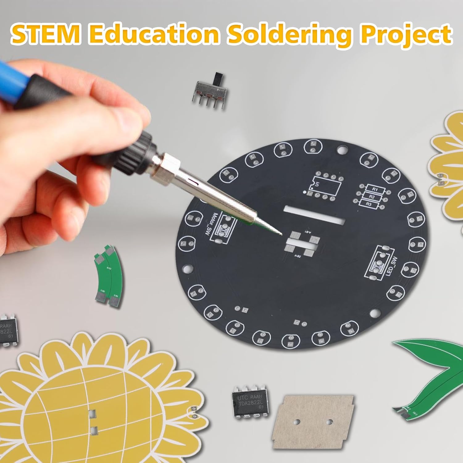 Light Chasing Sunflower Solder – обзор и цена Diy Electronics Projects For Adults