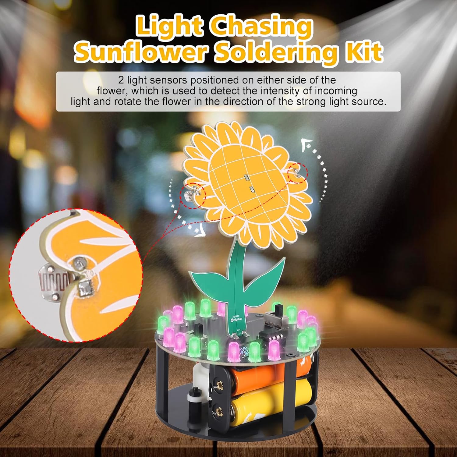 Light Chasing Sunflower Solder – обзор и цена Diy Electronics Projects For Adults