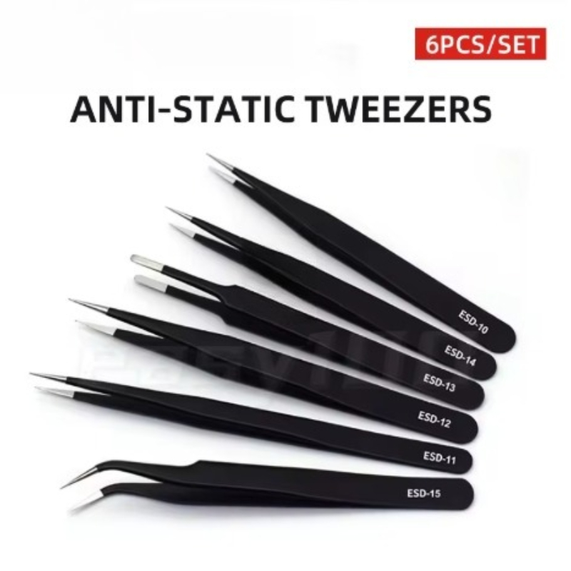 6pcs Precision Tweezers Set ES – обзор и цена Diy Electronics Soldering Kit