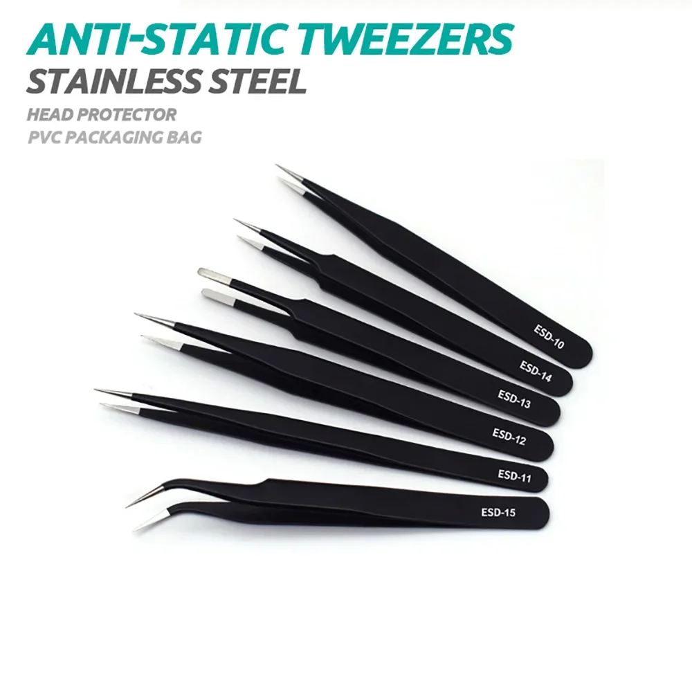 6pcs Precision Tweezers Set ES – обзор и цена Diy Electronics Soldering Kit
