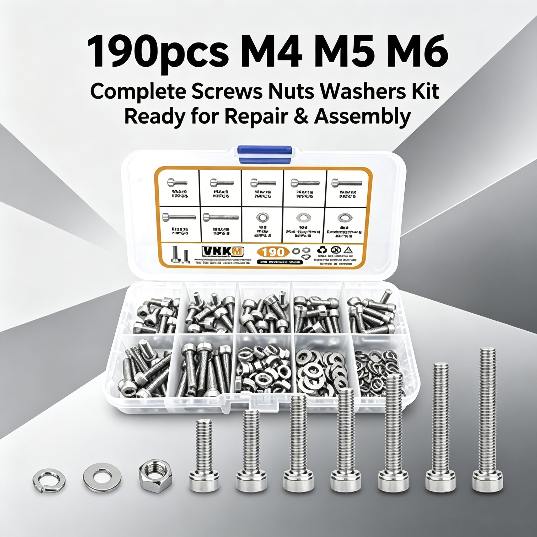 VKKM 190Pcs M4 M5 M6 Hex Socke – обзор и цена Diy Electronics Rack