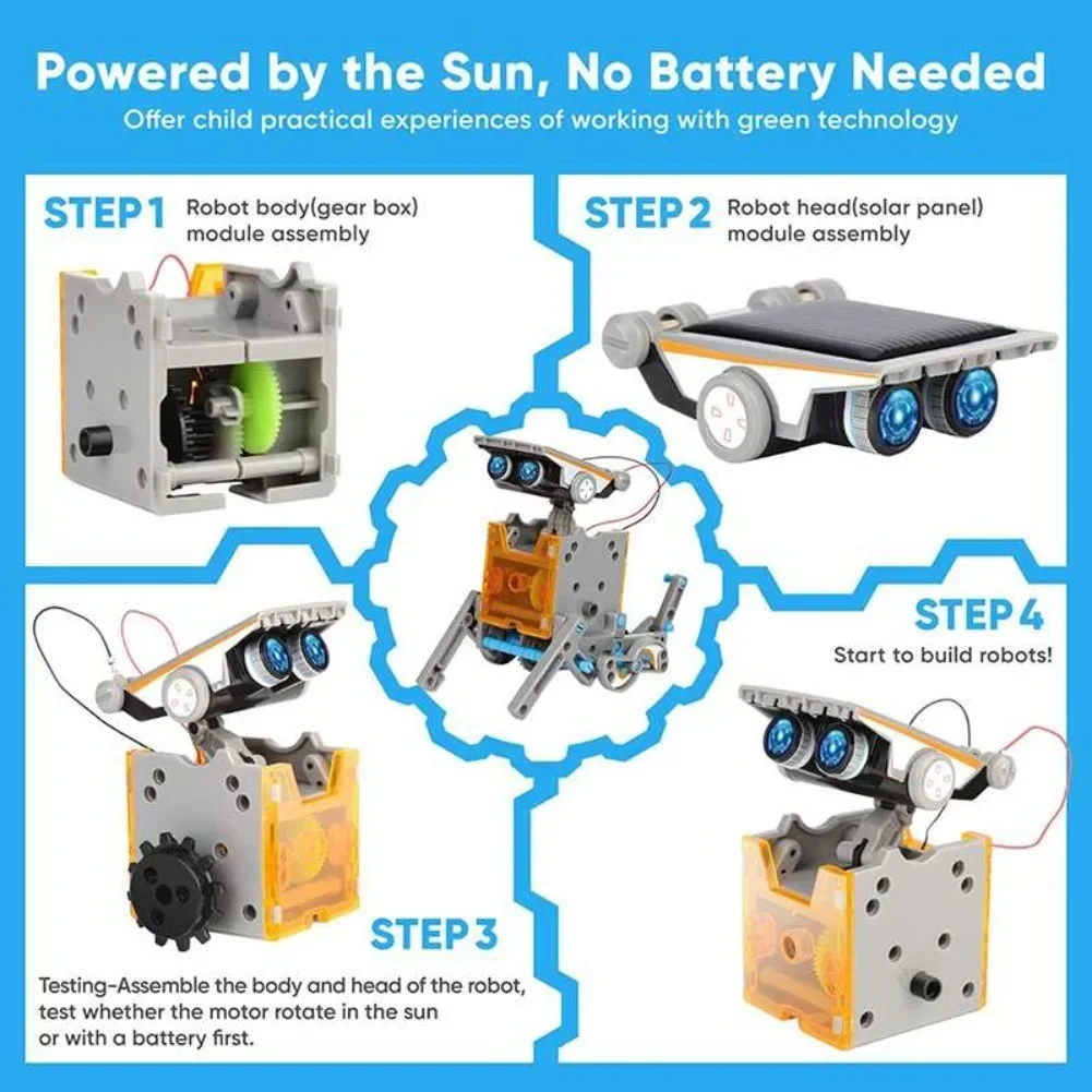 13 in 1 Solar Powered Robot Sc – обзор и цена Diy Electronics Kids