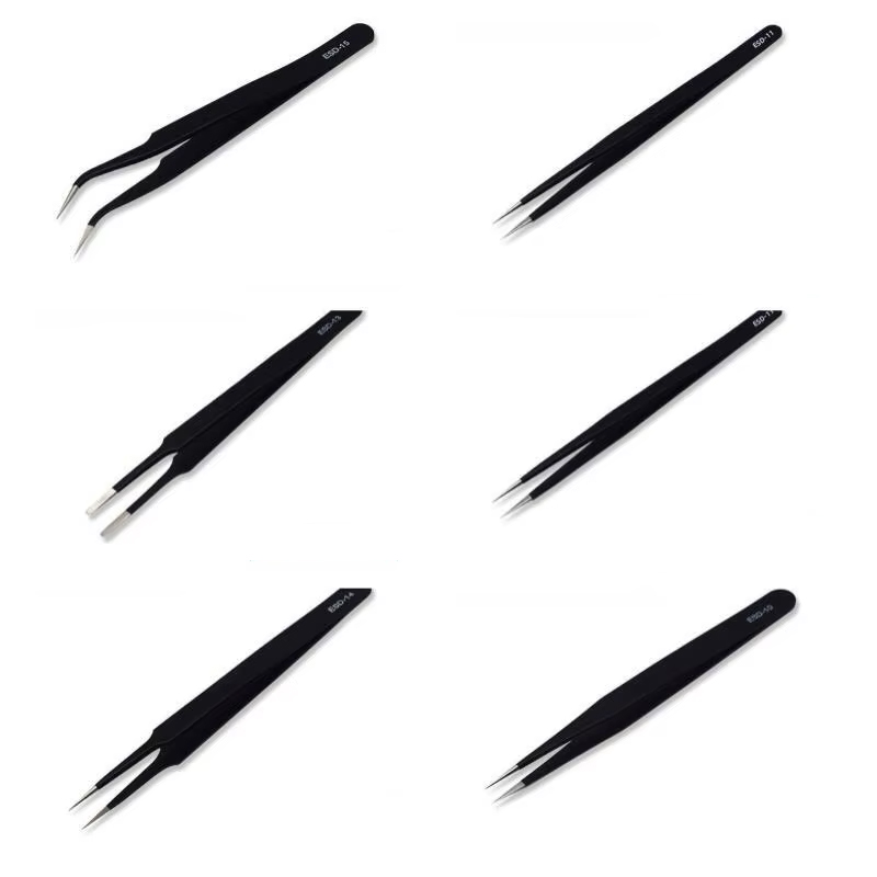 6pcs Precision Long Tweezers S – обзор и цена Diy Electronics Soldering Kit